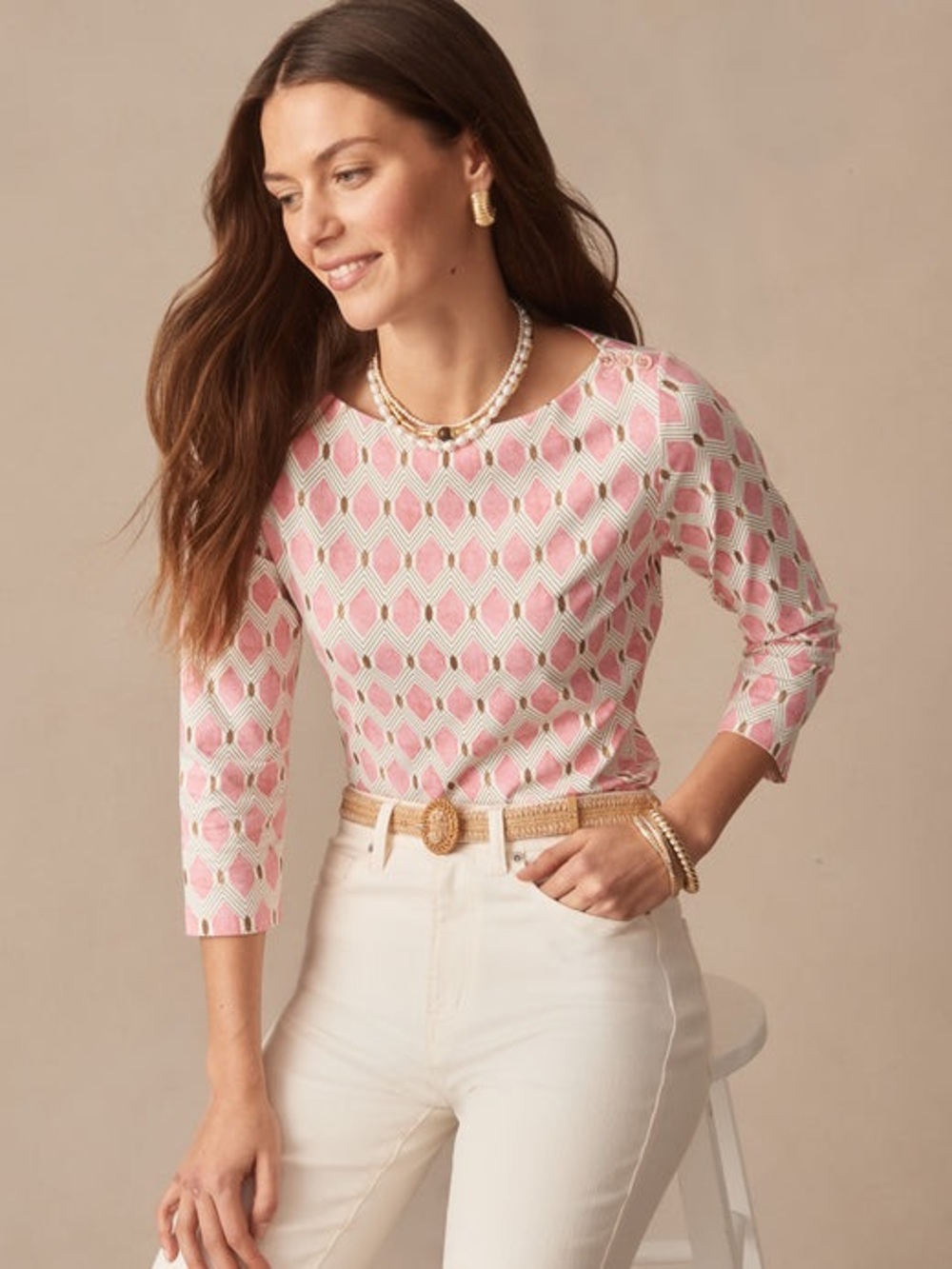 J. McLaughlin Women’s Wavesong Tee In Mini Beekeeper Blouse